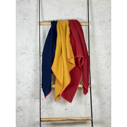 Musselintuch Multicolor "Marine, Senfgelb & Bordeaux"